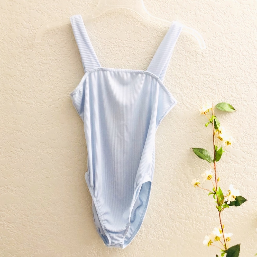 Boohoo Basic Rib Square Neck Thick Strap Bodysuit - image 2